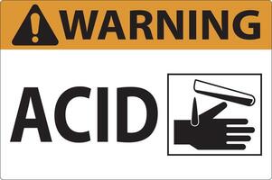 Warning Acid Sign On White Background vector