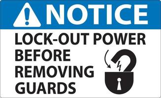 Notice Lock-Out Power Label On White Background vector
