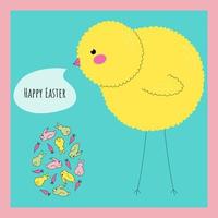 Happy Easter bright greeting card with chick and egg vector