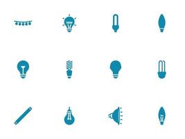 Simple vector icon on a theme types of light bulbs