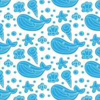 Cute Whale vector print. Seamless Pattern