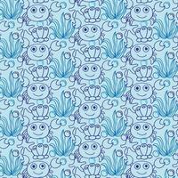 Cute kids crab pattern for girls and boys. Colorful crab on the abstract bright pattern create a fun cartoon drawing. The background is made in colors. Urban crab pattern for textile vector