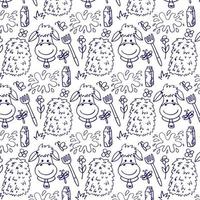 seamless childish pattern with cute cow. Creative kids texture for fabric, wrapping, textile, wallpaper, apparel. Vector illustration