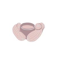 Female hands holding a cup of hot drink vector. vector