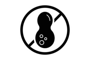 Peanut free icon. icon related to food allergen. Solid icon style. Simple vector design editable