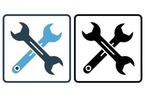 Wrench icon illustration. icon related to tool. Solid icon style. Simple vector design editable