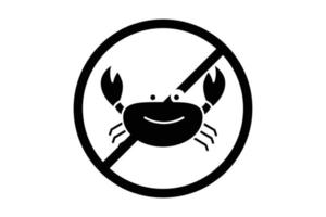 Crab free icon. icon related to food allergen. Solid icon style. Simple vector design editable