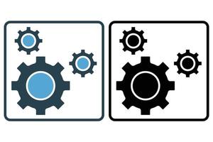 Gear icon illustration. icon related to tool. Solid icon style. Simple vector design editable