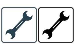 Wrench icon illustration. icon related to tool. Solid icon style. Simple vector design editable