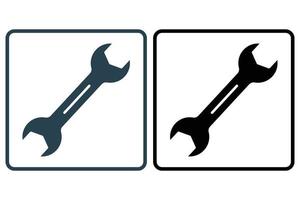 Wrench icon illustration. icon related to tool. Solid icon style. Simple vector design editable