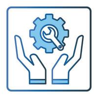 Safe tool icon. hand with gear. icon related to tool. Two tone icon style, lineal color. Simple vector design editable