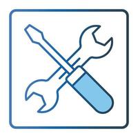 Screwdriver icon illustration with wrench. icon related to tool. Two tone icon style, lineal color. Simple vector design editable