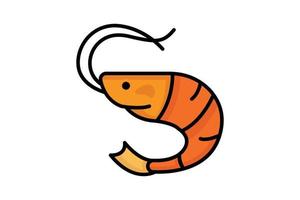 Shrimp icon illustration. icon related to Seafood. Two tone icon style, lineal color. Simple vector design editable