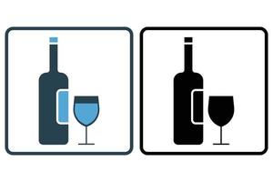 Cocktail and beverage icon illustration. icon related to alcohol. Solid icon style. Simple vector design editable