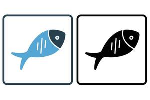 Fish icon illustration. icon related to seafood. Solid icon style. Simple vector design editable