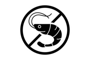 Seafood free icon. shrimp icon. icon related to food allergen. Solid  icon style. Simple vector design editable