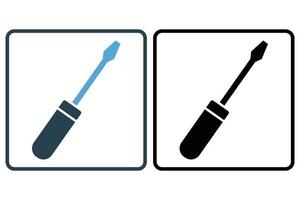 Screwdriver icon illustration. icon related to tool. Solid icon style. Simple vector design editable