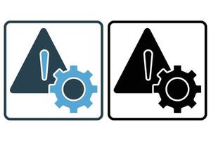 Warning icon with gear. icon related to tool. Solid icon style. Simple vector design editable