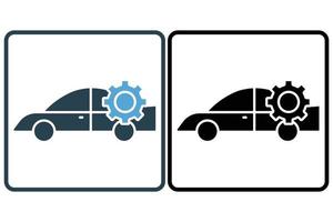 Auto service icon illustration. car icon with gear. icon related to car service, car repair. Solid icon style. Simple vector design editable