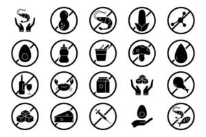 Food allergen set icon. Solid icon style. Simple vector design editable