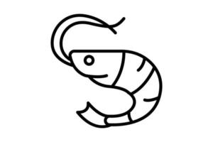 Shrimp icon illustration. icon related to Seafood. outline icon style. Simple vector design editable