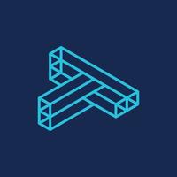 Letter t block cube monogram creative design vector