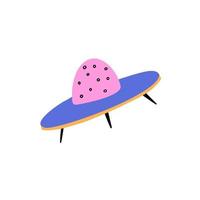 hand drawn ufo flying saucer in flat style. vector illustration