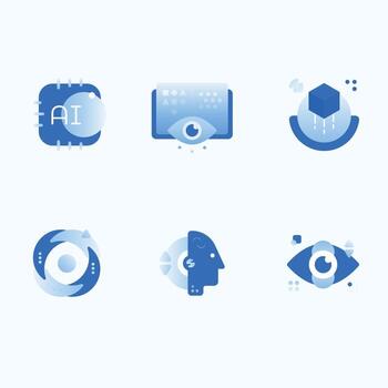 AI artificial intelligence icons vector
