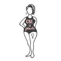 GRL power - a feminist slogan. woman silhouette symbol vector. Body positive motivation quote. vector