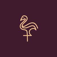 Luxury and modern flamingo line outline logo design vector