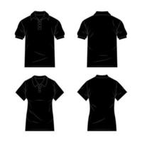 Set of Outlined Polo Black Tshirt Template vector