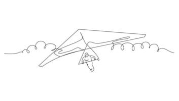 Continuous line art Hang gliding for vector illustration