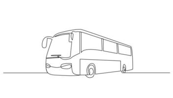 continuo línea Arte o uno línea dibujo autobús para vector ilustración, público transporte. autobús de viaje concepto. gráfico diseño moderno continuo línea dibujo