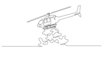 continuo línea Arte aire transporte helicóptero vector