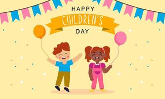 Flat world children's day background vector