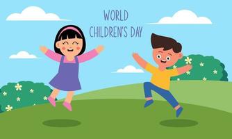 Flat world children's day background vector