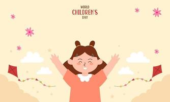 Flat world children's day background vector