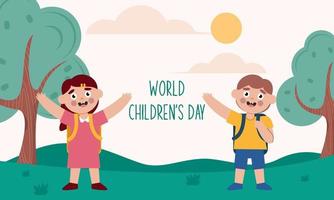 Flat world children's day background vector