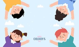 Flat world children's day background vector