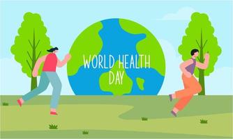 World health day illustration concept with characters people illustration vector