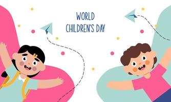 Flat world children's day background vector