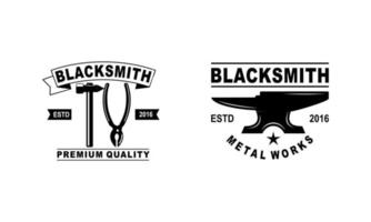 Blacksmith and iron works emblems design element for logo vector