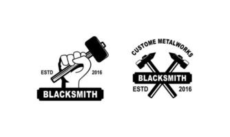 Blacksmith and iron works emblems design element for logo vector