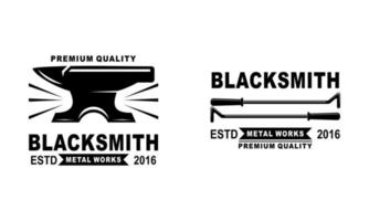 Blacksmith and iron works emblems design element for logo vector