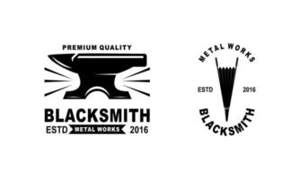 Blacksmith and iron works emblems design element for logo vector