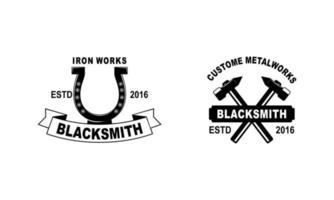 Blacksmith and iron works emblems design element for logo vector