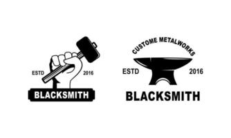 Blacksmith and iron works emblems design element for logo vector