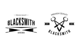 Blacksmith and iron works emblems design element for logo vector