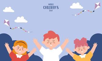 Flat world children's day background vector