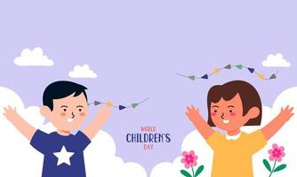 Flat world children's day background vector